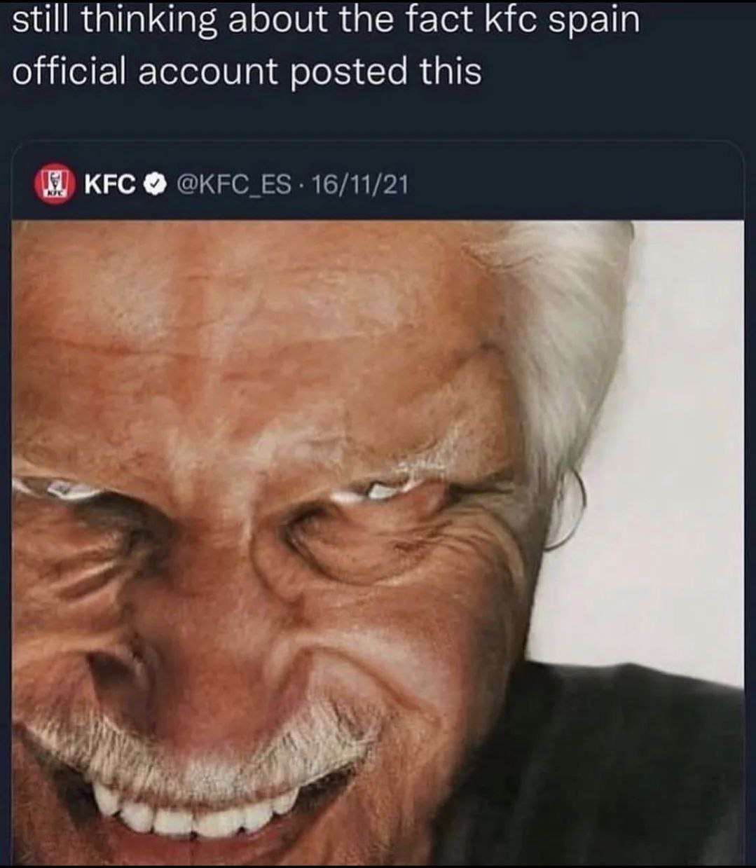 still thinking about the fact kfc spain official account posted this KFC