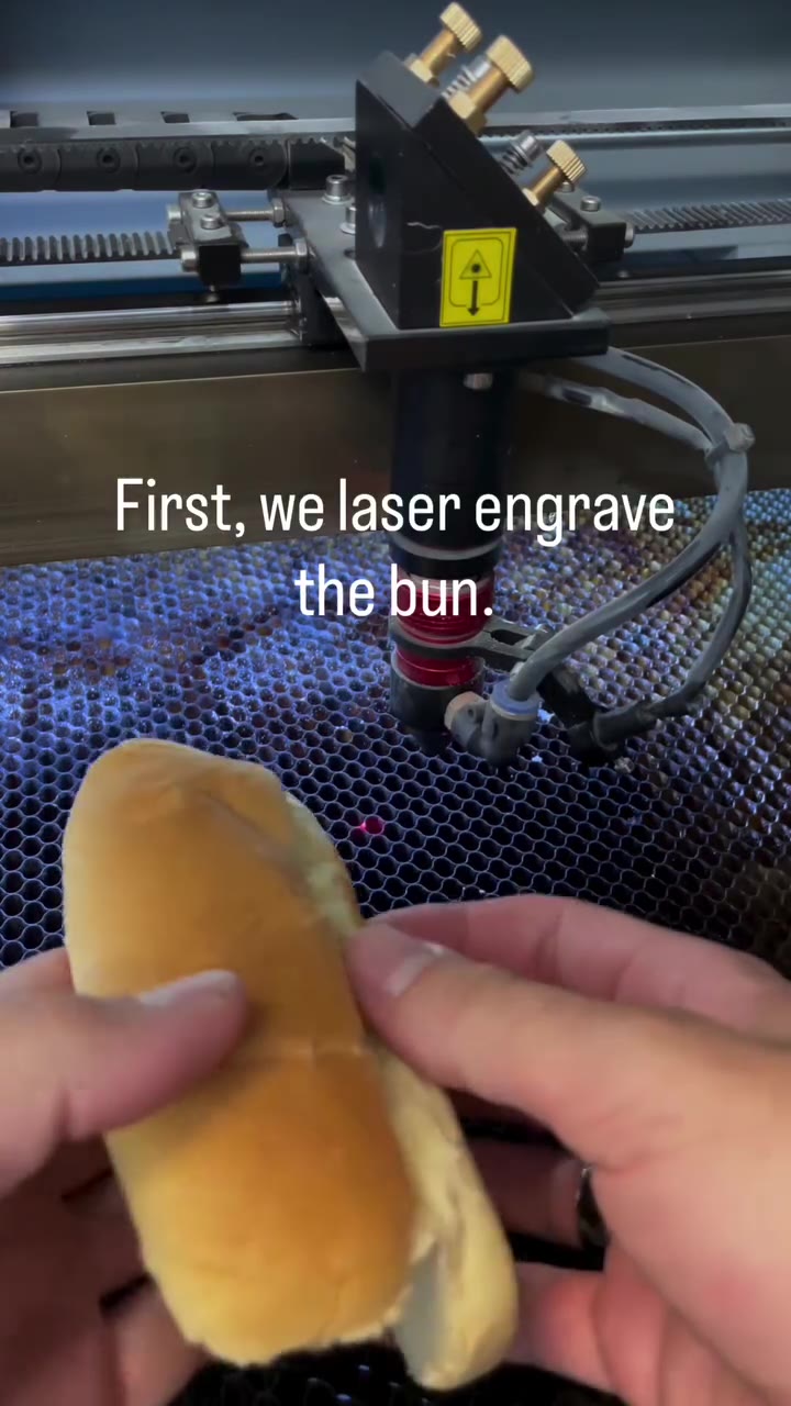 First, we laser engrave: =