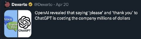 Оехемо ОрепА! revealed that saying ‘please’ and ‘thank you’ to LEASE ChatGPT is costing the company millions of dollars THANK ChatGPT