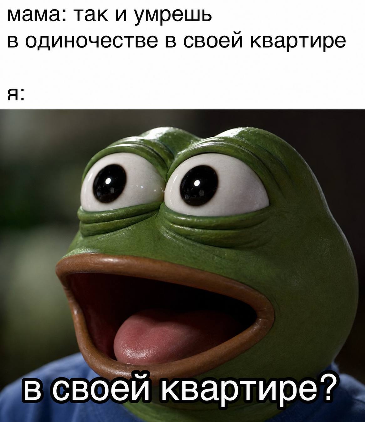 мама: так и умрешь в одиночестве в своей квартире я: в своей квартире?