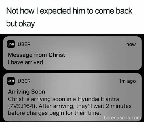 Not how expected him to come back but okay 29 user now Message from Christ have arrived. user ago Arriving Soon Christ is arriving soon in a Hyundai Elantra (7VSJ164). After arriving, they'll wait 2 m
