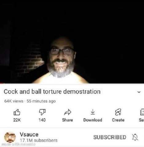 Cock and ball torture demostration view 55 minutes a A у 140 Share Download Create Vsauce SUBSCRIBED