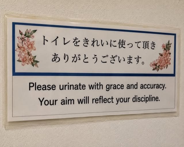 Please urinate with grace and accuracy Your aim will reflect your discipline