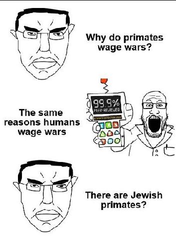 Why primates wage wars? same reasons humans wage wars 2 There are Jewish primates?