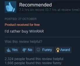 есоттепаеа 4 OBER Product received for free rather buy WinRAR Was thi review helpful? Yes Funny QAward 2.324 people found this review 1,666 people found this review funny