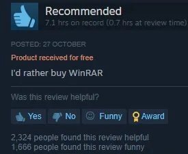 есоттепаеа 4 OBER Product received for free rather buy WinRAR Was thi review helpful? Yes Funny QAward 2.324 people found this review 1,666 people found this review funny