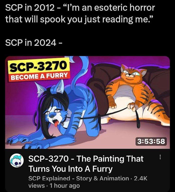 SCP in 2012 an esoteric horror that will soook you just reading me.” SCP in 2024 SCP-3270 ВЕСОМЕ SCP-3270 The Painting That Turns You Into A Furry
