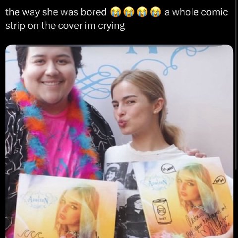 the way she was bored a whole comic strip on the cover crying