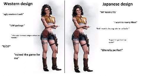 Western design Japanese design —4 “MY “ugly western trash" want to marry Nico!" garbage" "God want to impregnate her so badly “why cant the west design a attractive female? want to protect her smile!"