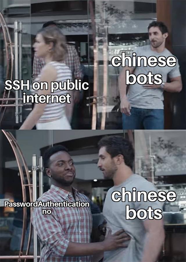 SSH on public bots. internet passwordAuthentication chinese
