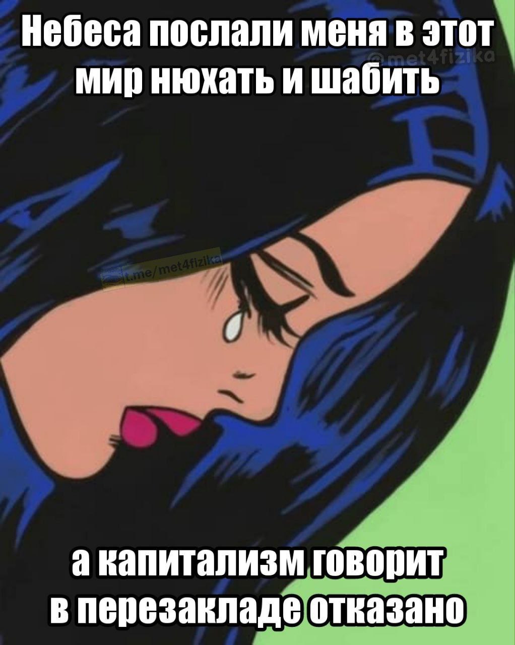 Небеса послали меня в этот мир нюхать и шабить а капитализм говорит в перезакладе отказано