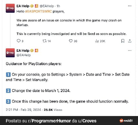 Help @EAHelp Hello players, We are aware of an issue on console in which the game may crash on startup. This is currently being investigated and will be fixed as soon as possible. 11 14 36 A @ЕАНер Gu