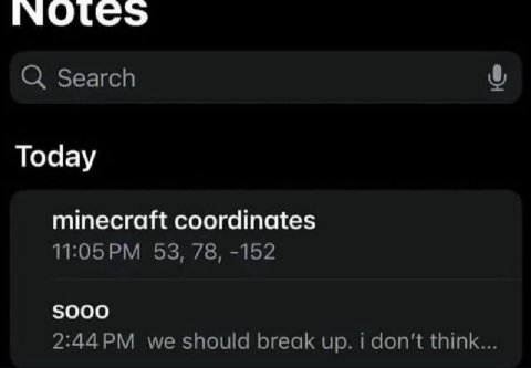 Search Today minecraft coordinates 53, 78, -152 5000 we should break up. don’t think...