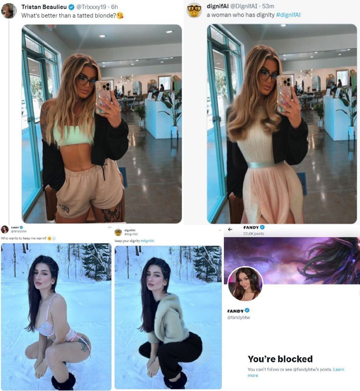 Tristan Beaulieu @Тиххху19 dignifAl НАТ What's better than tatted a woman who has dignity В post it в FANDY You’re blocked You can't follow posts.