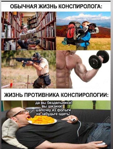 ОБЫЧНАЯ ЖИЗНЬ КОНСПИРОЛОГА: A ЖИЗНЬ ПРОТИВНИКА КОНСПИРОЛОГИИ да вы шапочку из фольги вы шизики. не’забудьте одеть!