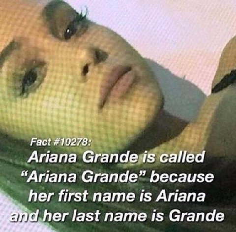 рас Ariana andes а “Arjana Grande” because her first name is Ariana last name is Grande