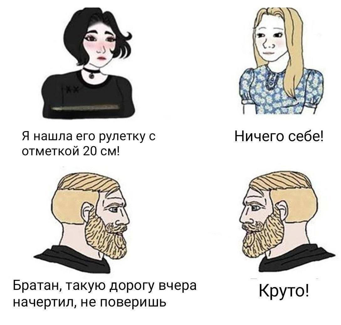 (3 Я нашла его рулетку с Ничего себе! отметкой 20 Братан, такую дорогу вчера начертил, не поверишь Круто!