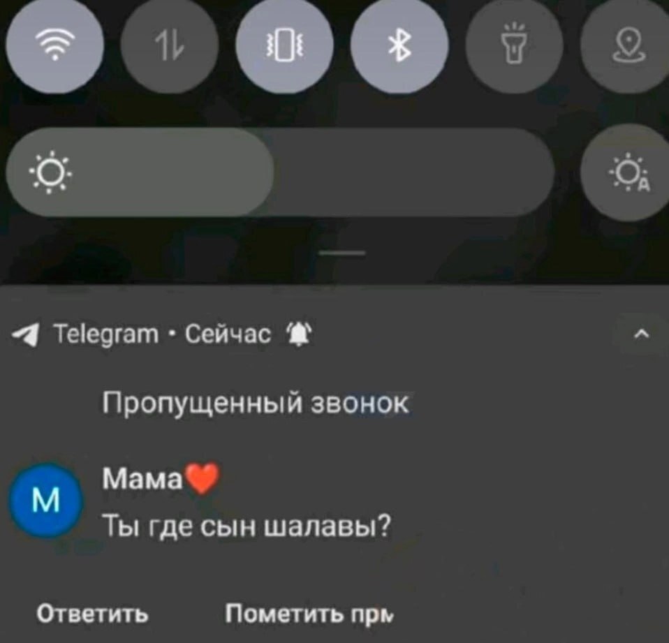 <4 Telegram Сейчас Пропущенный звонок Ты где сын шалавы? Ответить Пометить