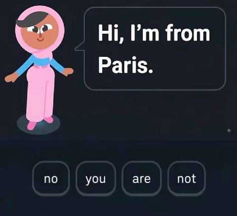 from Paris. по аге not you