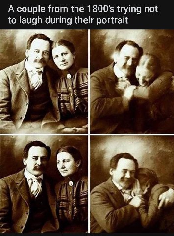 А couple from the trying not to laugh during their portrait