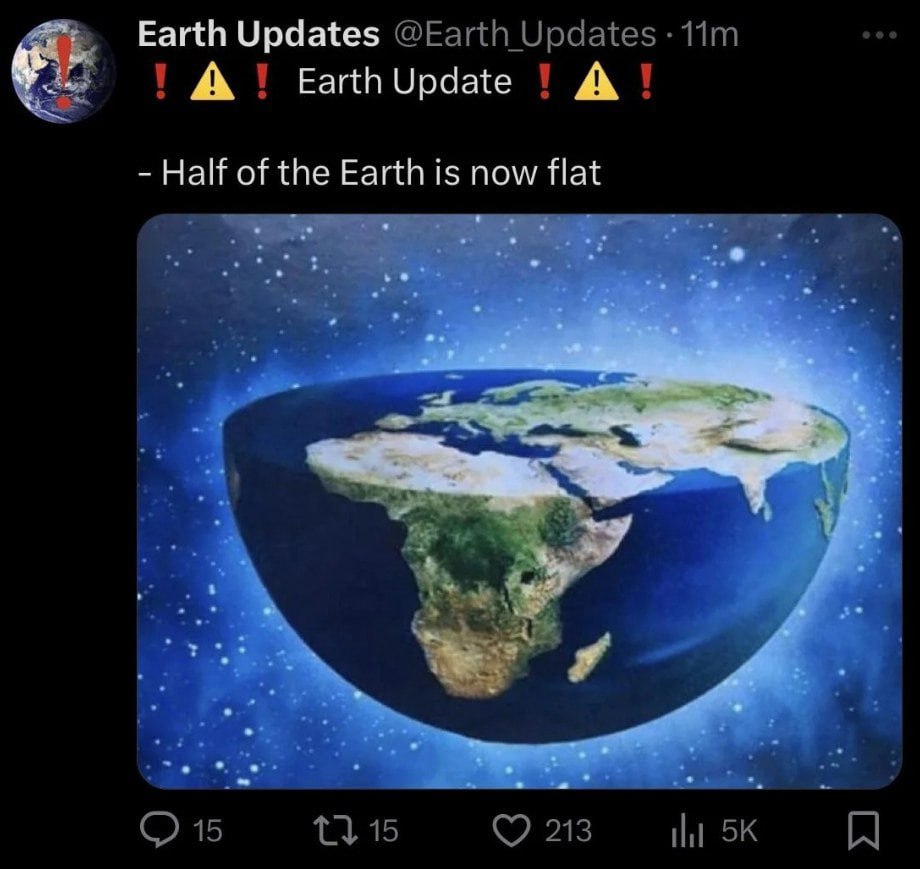 Earth Updates А Earth Update A Half of the Earth is now flat