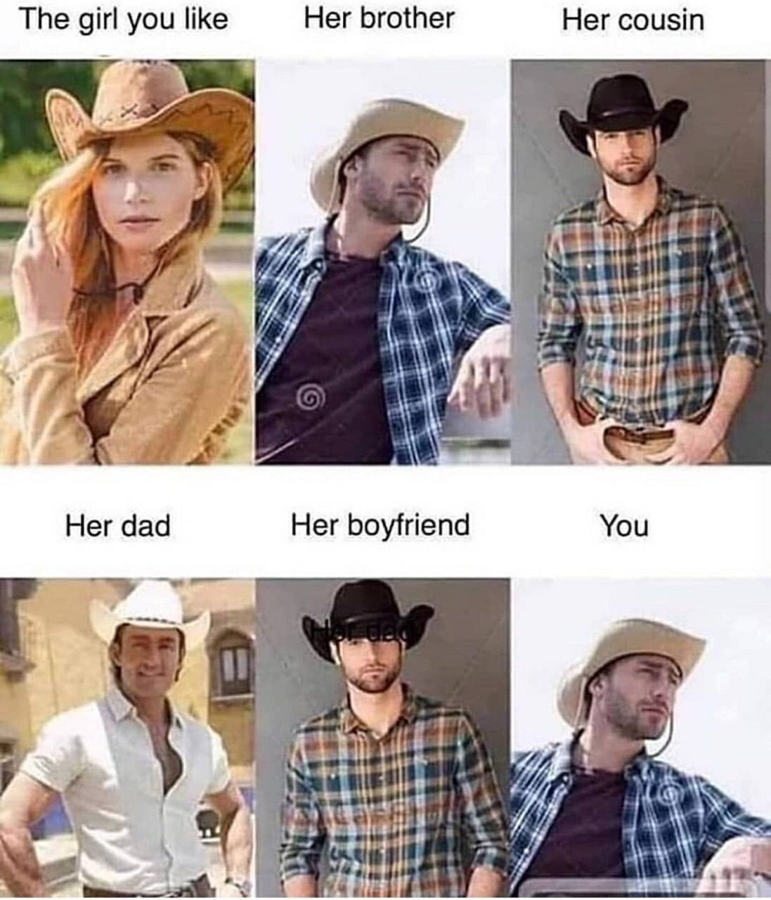The girl you like Her brother Her cousin 4 и iii Lint hel Я Her dad You Her boyfriend Dee