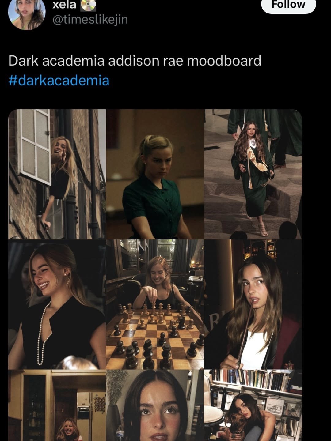 @timeslikejin Dark academia addison rae moodboard #darkacademia
