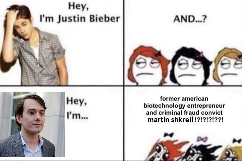 Неу, АМО...? Justin Bieber 5 [2 former american Hey, biotechnology entrepreneur and criminal fraud convict martin shkreli