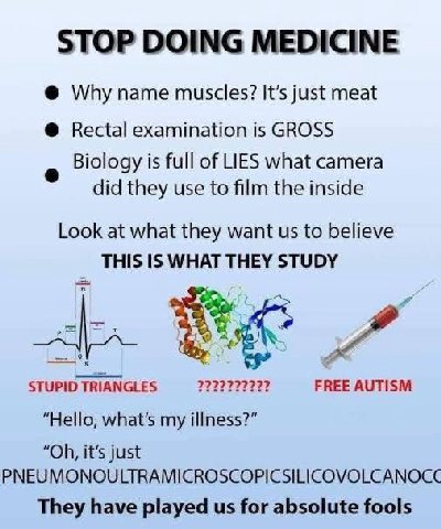 STOP DOING MEDICINE Why name muscles? It’s just meat Rectal examination is GROSS Biology is full of LIES what camera did they use to film the inside Look at what they want to believe THIS IS WHAT THEY