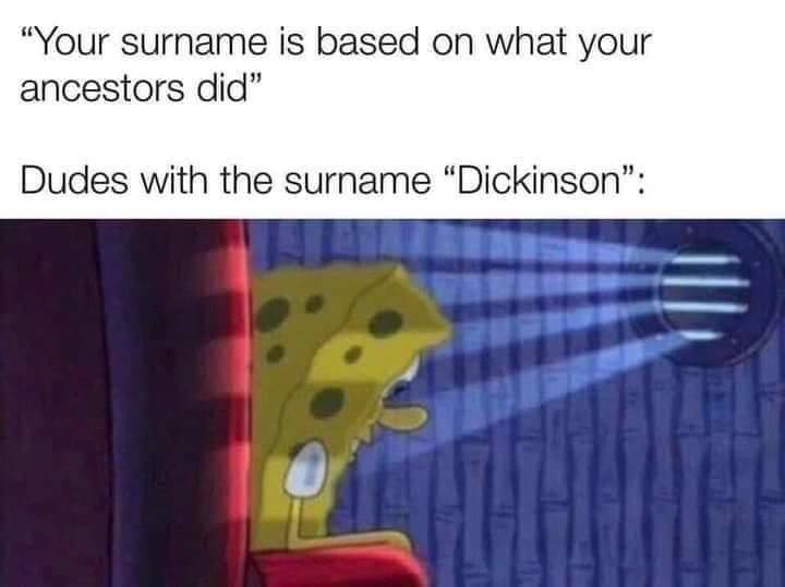 “Your Surname is based what your ancestors did” Dudes with the surname “Dickinson”: