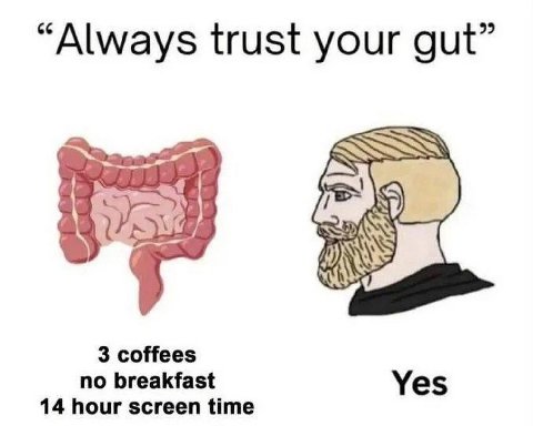 “Always trust your gut” 3 соНее$ no breakfast Yes 14 hour screen time