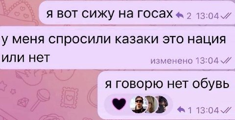 Я ВОТ СИЖУ На 2 у меня спросили казаки это нация или нет изменено 13:04 я говорю нет обувь 33» 1