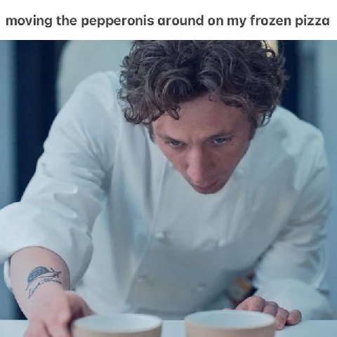 moving the pepperonis around my frozen pizza