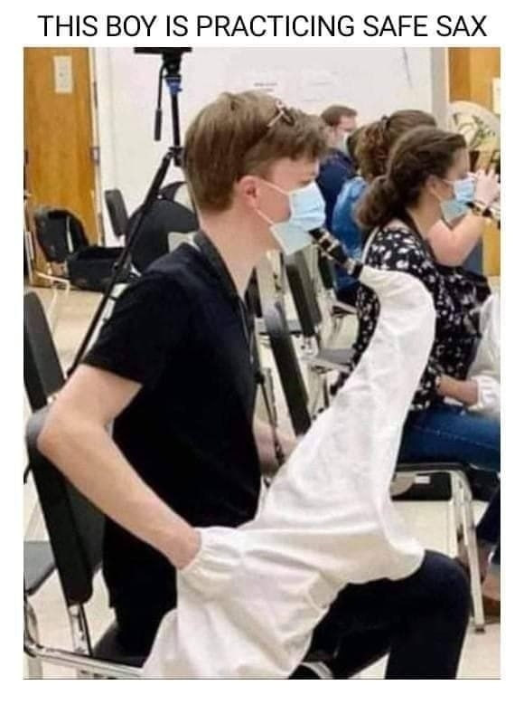 THIS BOY IS PRACTICING SAFE SAX
