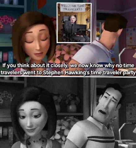 WELCOME TIME TRAVEL LERS с If you think about it closely, now пом/ поте travelersjwent to time traveler party