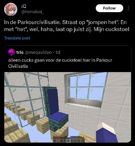 а In Parkourcivilisatie. Straat "jompen het". met "het", wel, haha, laat juist zij. Mijn cuckstoel Translate post tris @meqavideo alleen cucks gaan voor cuckstoel hier in Parkour Civilisatie a