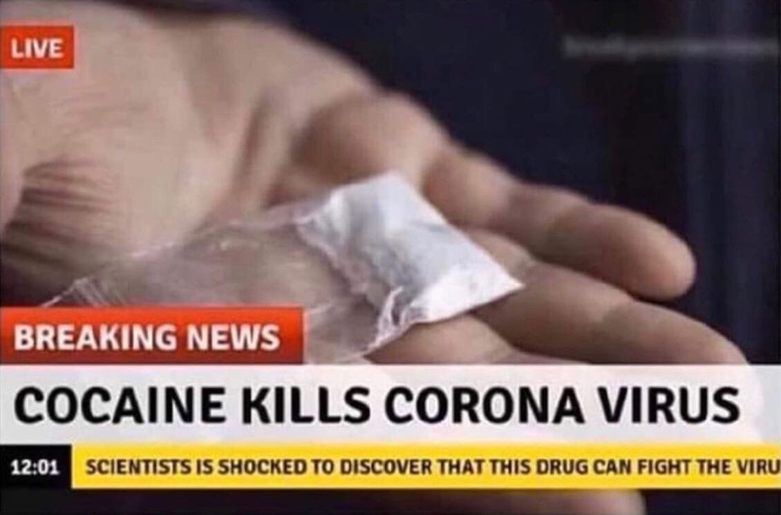 ЫМЕ BREAKING NEWS COCAINE KILLS CORONA VIRUS SCIENTISTS IS SHOCKED TO DISCOVER THAT THIS DRUG CAN FIGHT THE