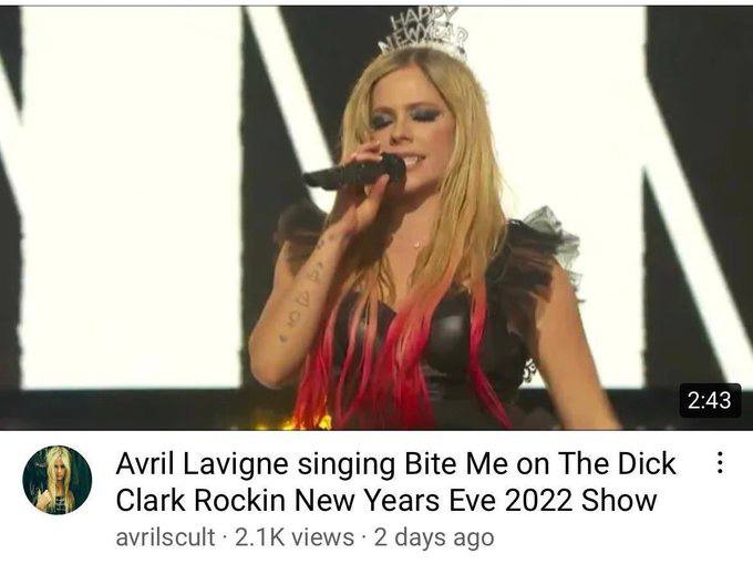 2:43 Avril Lavigne singing Bite Me on The Clark Rockin New Years Eve 2022 Show avrilscult views 2 days ago