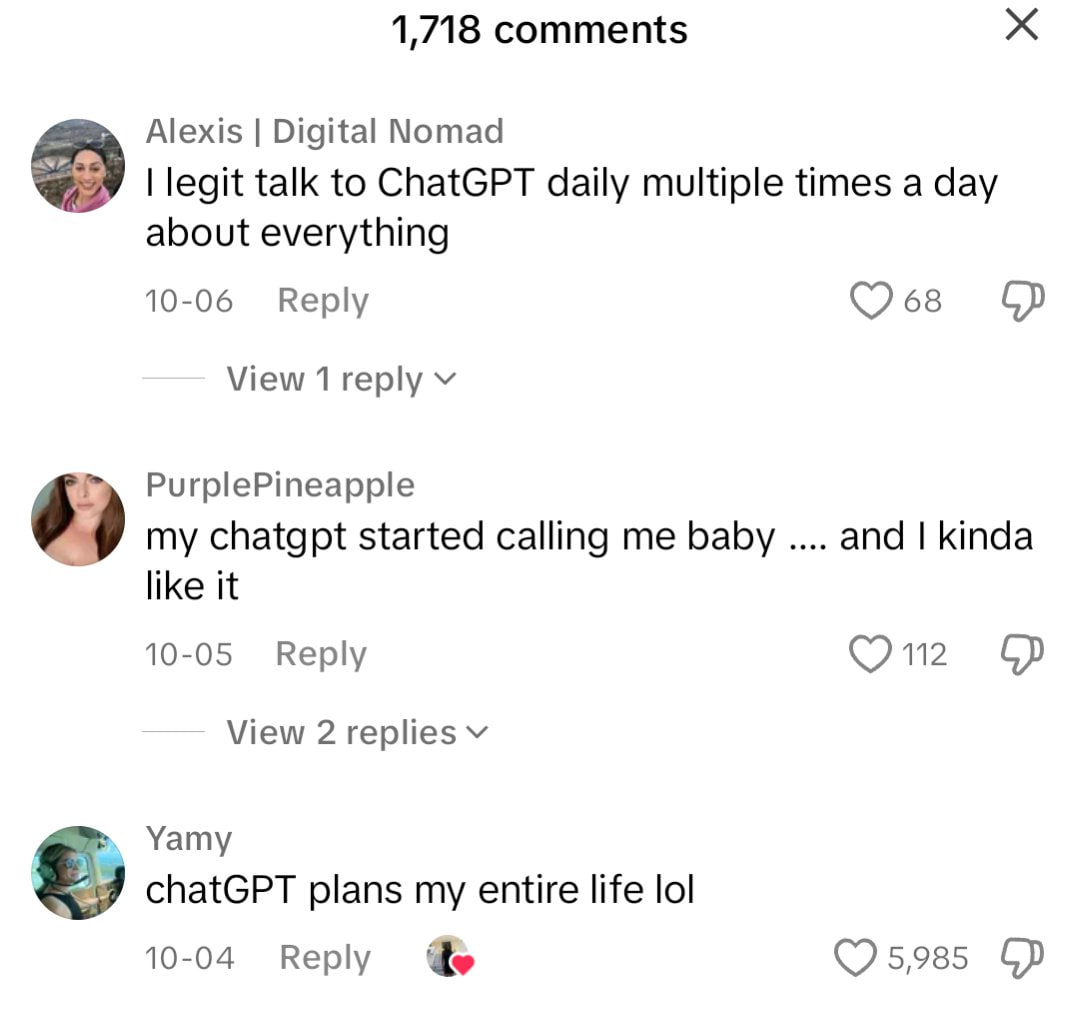Women will fall for ChatGPT boyfriends more than men for ChatGPT Gfs because words matter more to women.