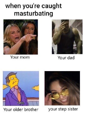 when you're caught masturbating Your mom Your dad ain older your step sister