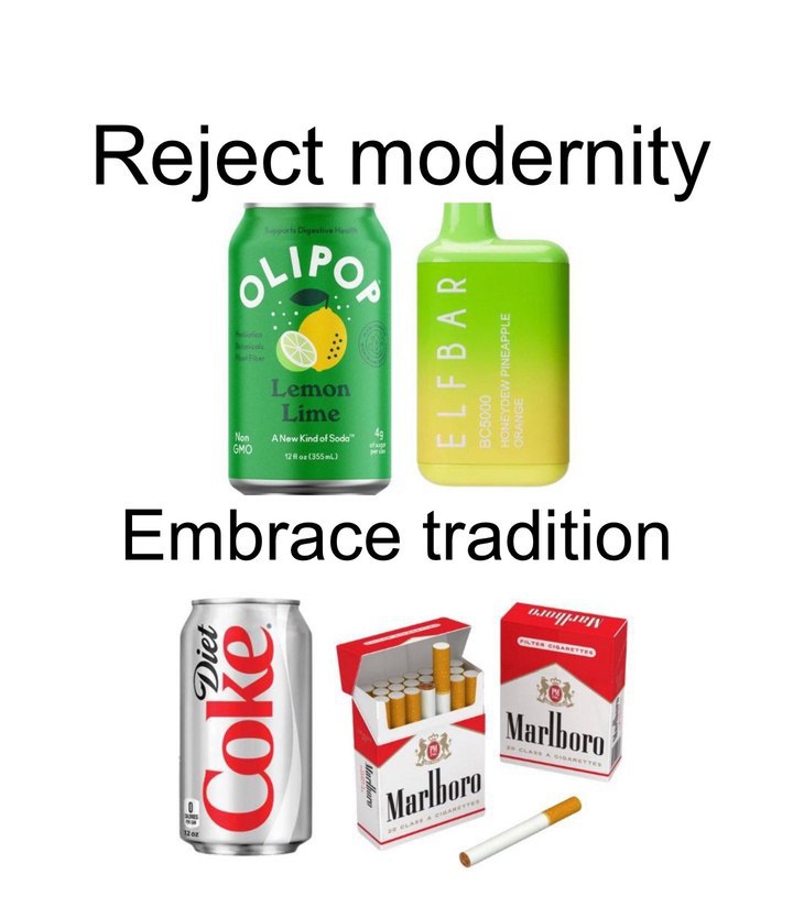 Reject modernity Embrace tradi