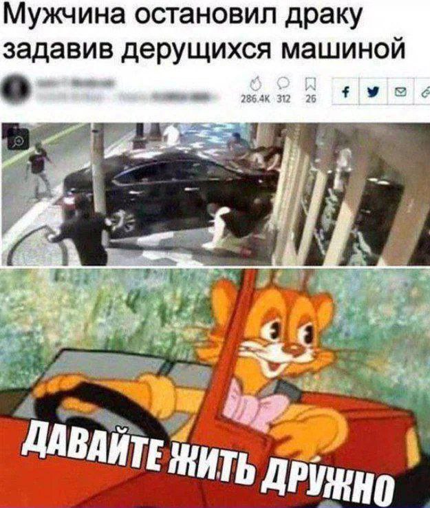 Мужчина остановил драку задав о дерущихся машиной it we ДАВА ИТЕ ЖИТЬ