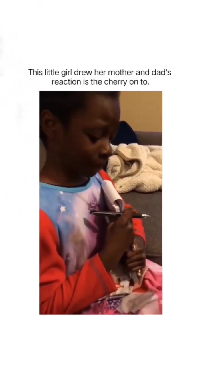 This little girl drew her mother and dad's