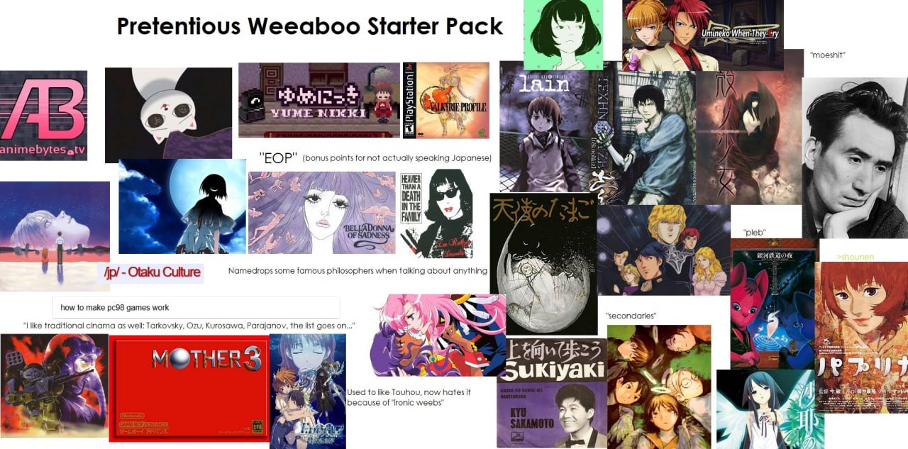 Pretentious Weeaboo Starter Pack 7 5 dain В 2 625 2 4 a 1 “EOP" (bonus points for not actually speaking Japanese) У) #7 к ‚в a 77 я 4 5 Otaku Culture Namedrops some famous philosophers when talking ab