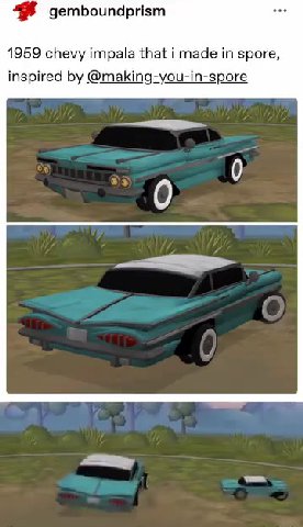 1959 chevy impala that i made in spore, inspired by @making-you-in-spore $$ детьоипаризт oa
