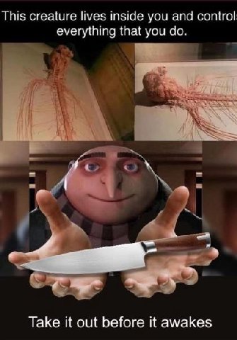 This creature lives inside you and control everything that you Take it out before it awakes