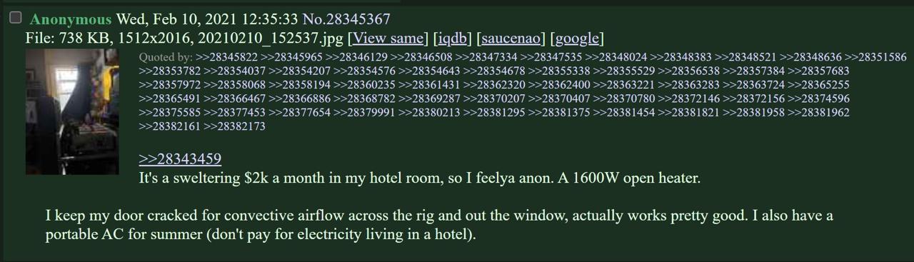 the best /biz/ post was the anon who was making his living mining Ethereum in a hotel room with a rig plugged into a hallway outlet he'd installed himself so they wouldn't detect the power surge to hi