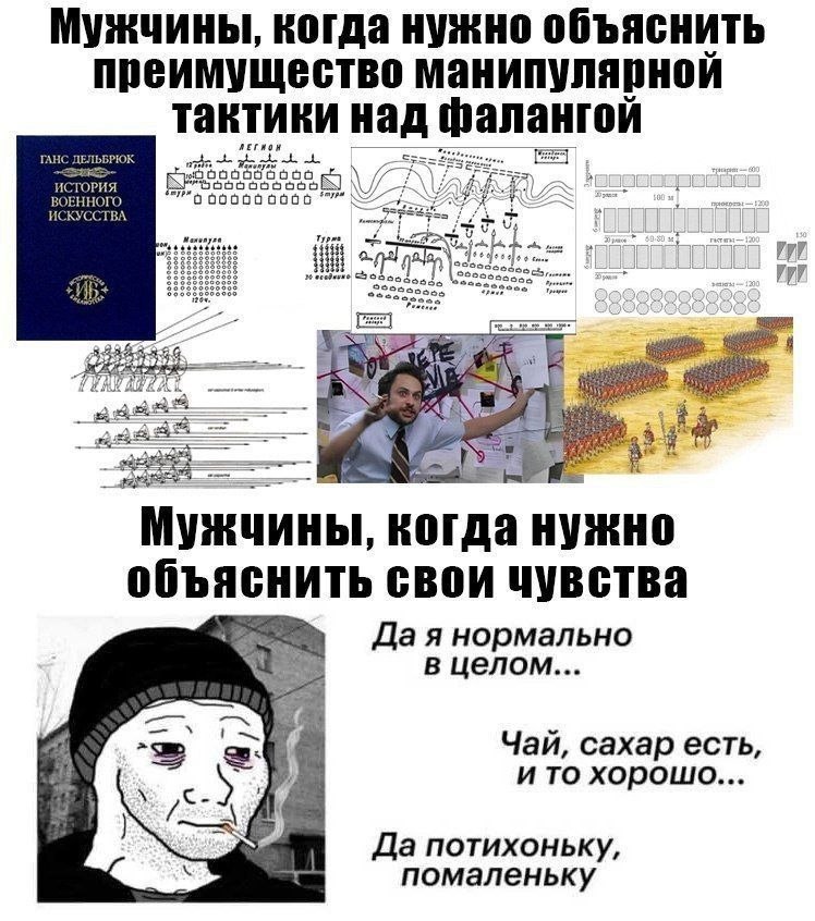 Мужчины, когда нужно объяснить преимущество манипулярнои тавтиви над фалангой ГАНС ЬБРЮК И К {HOTO 6006 KYCCTBA 9 00900 я Мужчины, когда нужно объяснить свои чувства Дая нормально в целом... Чай, саха