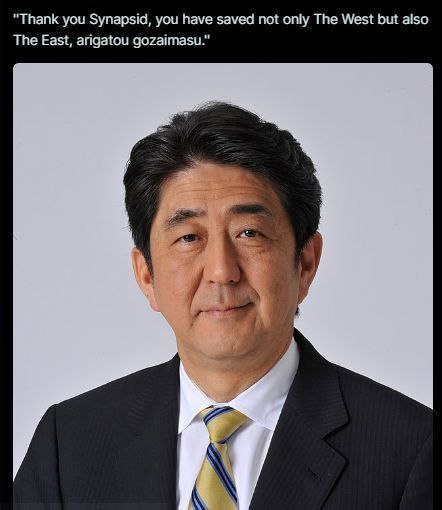 "Thank you Synapsid, you have saved not only The West but also The East, arigatou gozaimasu."