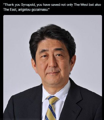 "Thank you Synapsid, you have saved not only The West but also The East, arigatou gozaimasu."